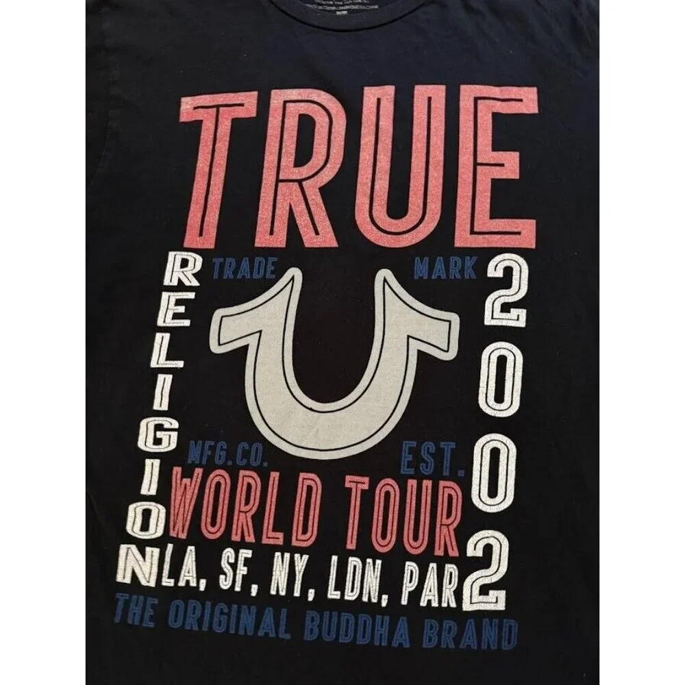 True Religion World Tour 2002 Shirt Adult M Black Short Sleeve Pullover Tee Mens